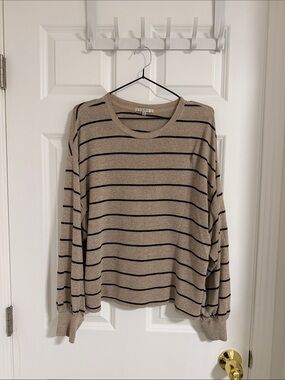 Striped Beige and Black Lightweight Sweater ZSupply